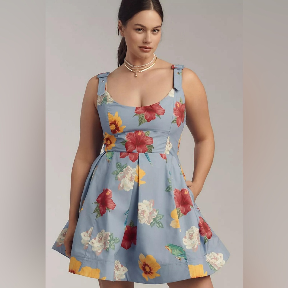 Maeve Scoop-Neck Printed Cotton Mini Dress